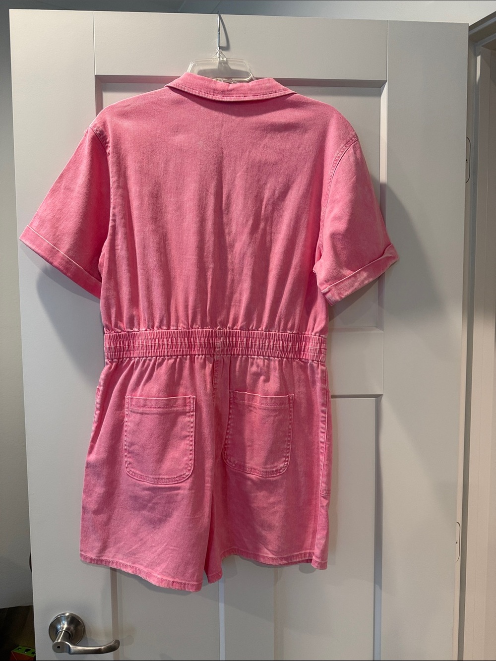 Skies Are Blue Pink Short-Sleeve Romper - Picture 4 of 5
